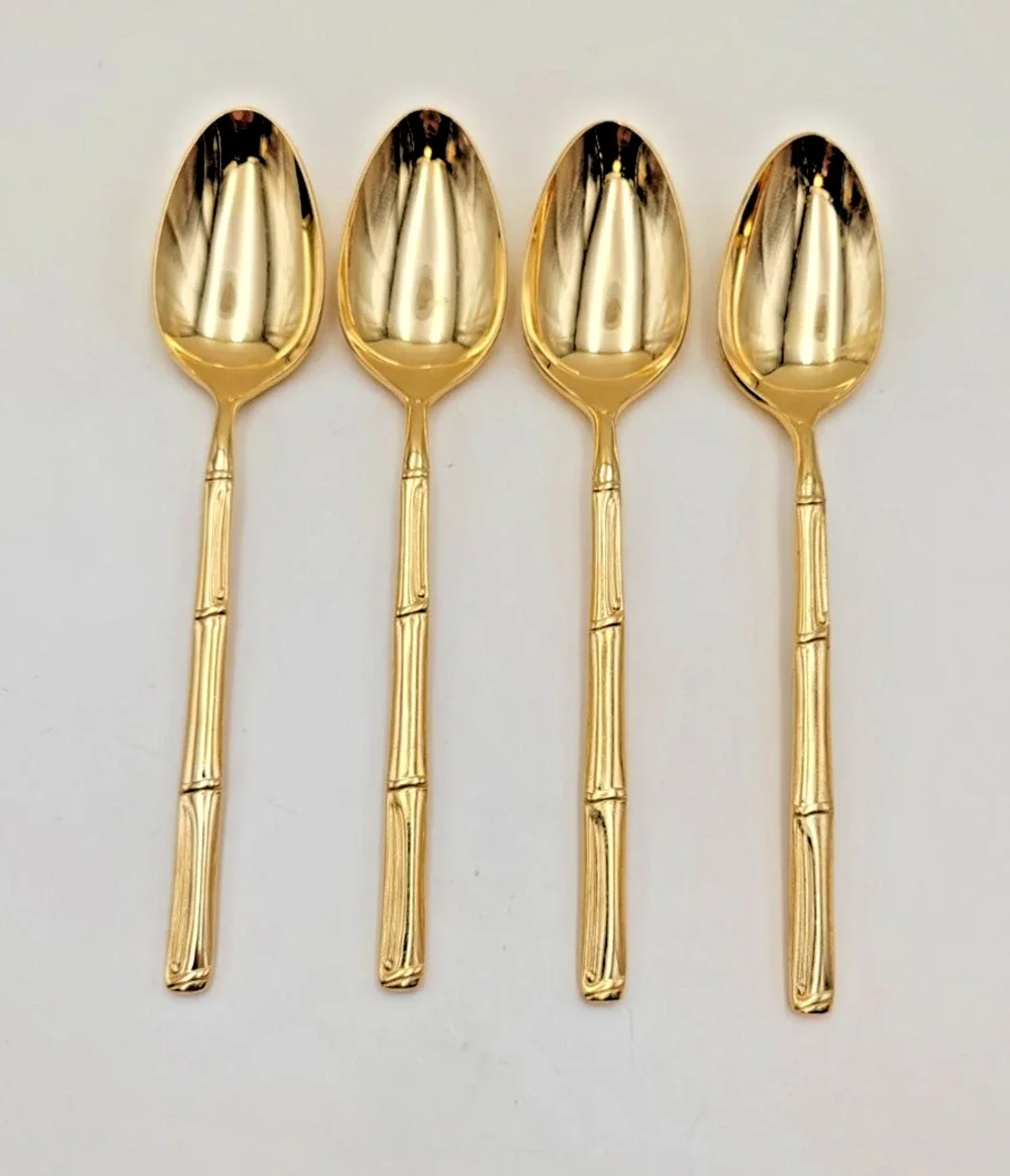 Set of 4 National Escapade Teaspoon Gold Stainless Steel Electroplate Finish